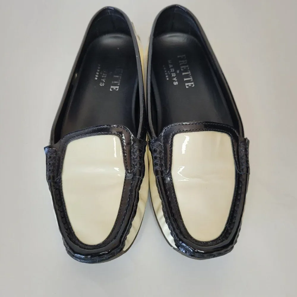 Frette Two-Tone Black and Cream Loafers